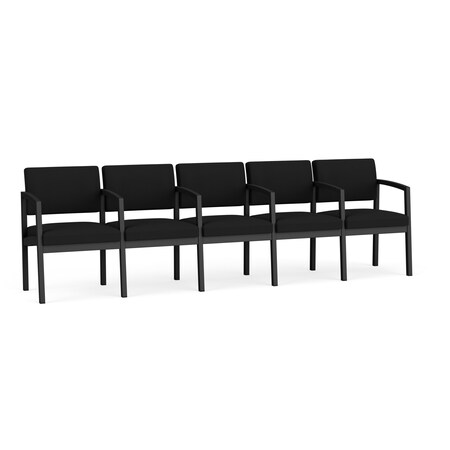 Lesro Lenox Steel 5 Seater with Center Arms, Black/Onyx Seat, Black/Onyx Back, 106.5 W 24.5 L 32 H LS5103